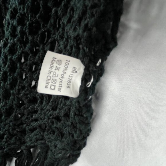 Black Crochet Midi Dress Fringe Boho Sheer Beach Cover Up one size - Picture 6 of 9